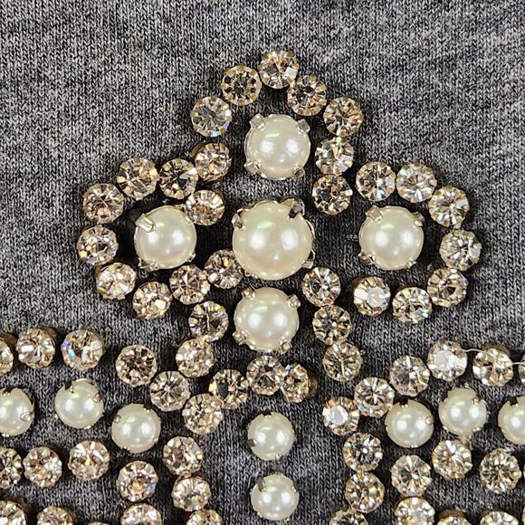 Twisted Heart Womens SZ M Y2K Zip Up Sweatshirt Jacket Bling Crown Baddie Gray - Picture 2 of 16